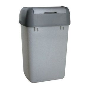 Ведро-контейнер для мусора 14 л с КАЧАЮЩЕЙСЯ КРЫШКОЙ, для мусора, ПОДВЕСНОЕ, 42х27х21 см, серый/граф