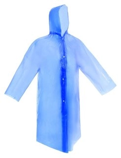 Плащ-дождевик с капюшоном на кнопках полиэтилен 18мкм синий