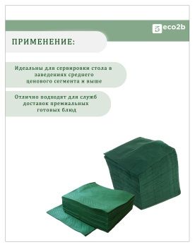 Бумажные салфетки 2-слойные 24х24 250шт зеленые