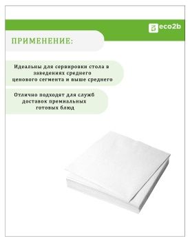Бумажные салфетки 2-слойные 33х33 200шт белые
