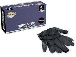 Перчатки AVIORA нитриловые S черные 100шт/50пар